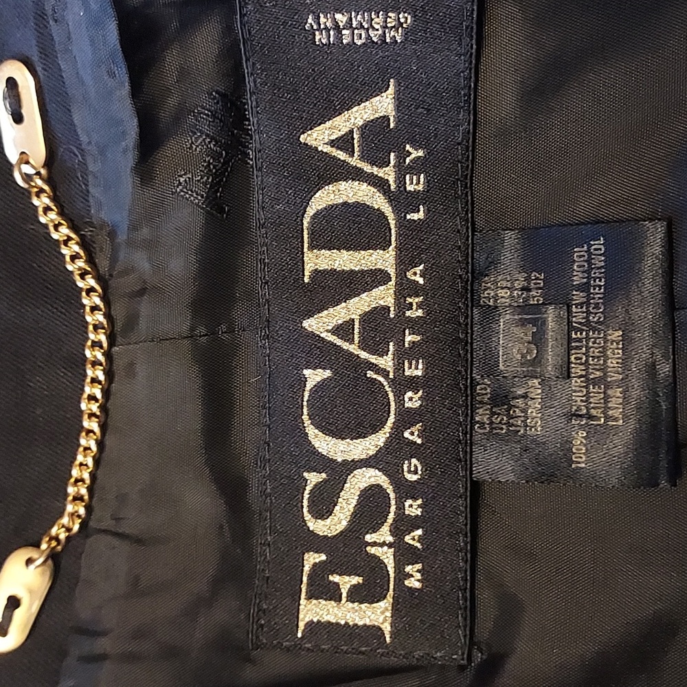 Escada Designer Suit Jacket Blazer Navy Red Size 34 Vintage - Picture 10 of 15